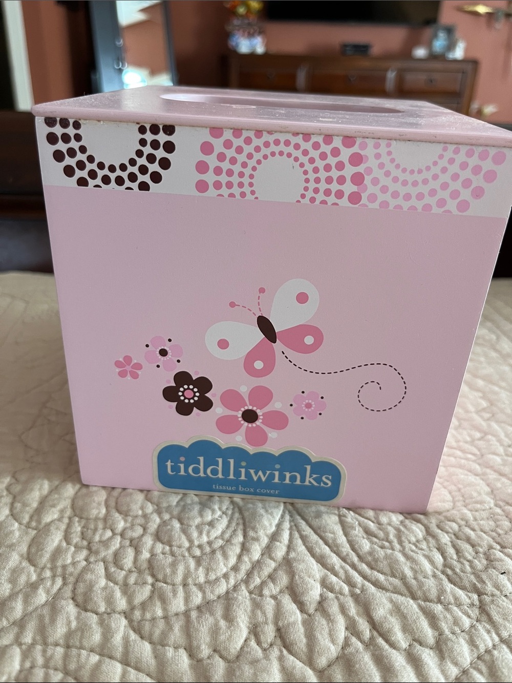 Pink Butterfly Kids Tissue Box Cover